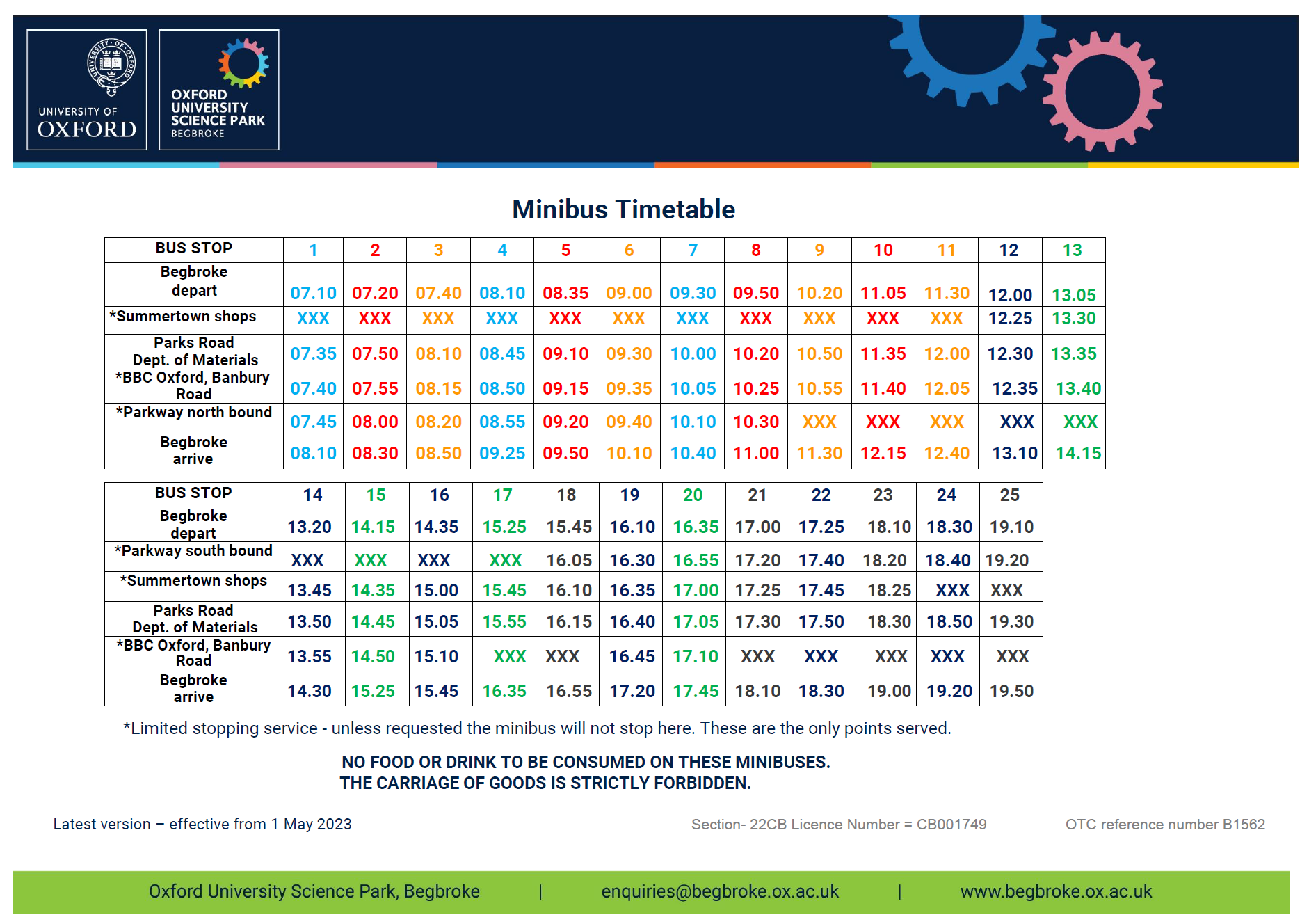 Minibus Timetable